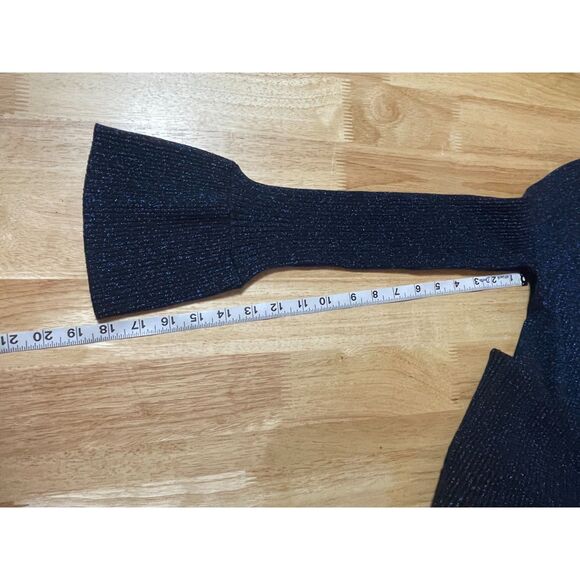 LOFT Navy Metallic Ribbed Knit Sweater Dress Long Sleeve Sz Sm NEW YEAR'S EVE - Picture 7 of 11